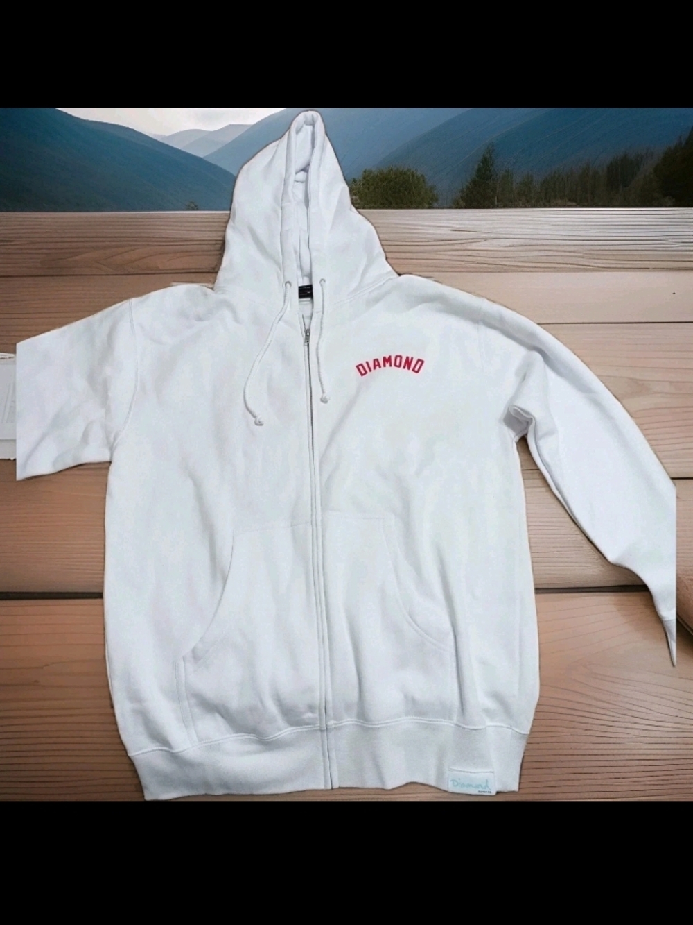 Diamond Supply Company Men's Hoodie White Red Letters Size: Medium
